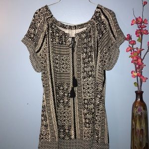 Super Soft Cream & Black Blouse